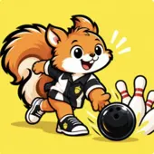 Squirrel bowling a strike