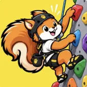 Squirrel climbing a rock wall